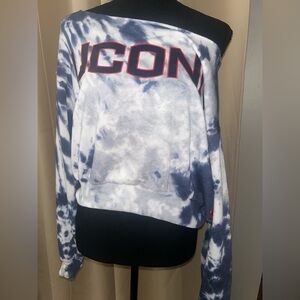 UConn Huskies PINK By Victoria’s Secret & Fifth & Ocean Off Shoulder Tie Dye NEW